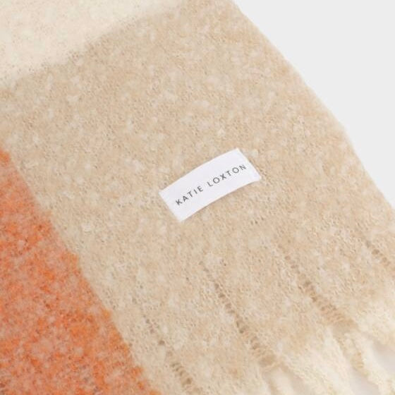 Katie Loxton | Lilac, Orange & Taupe Checked Tassel Scarf