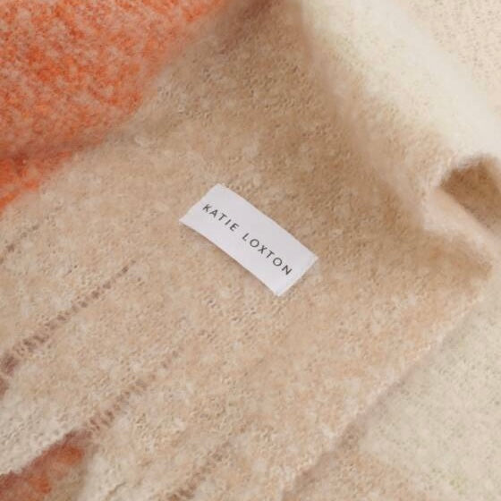 Katie Loxton | Lilac, Orange & Taupe Checked Tassel Scarf