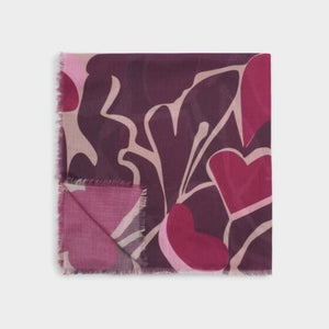 Katie Loxton | Organic Heart Print Maroon & Cherry Scarf
