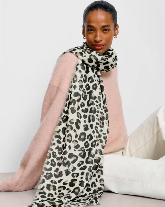 Katie Loxton | Leopard Print Grey, Taupe & Black Scarf