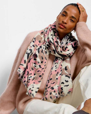 Katie Loxton | Tortoiseshell Print Soft Taupe, Blush Pink & Brown Scarf