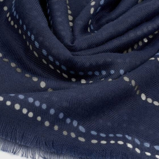 Katie Loxton | Dotted Stripe Print Navy, Blue & Silver Foil Scarf