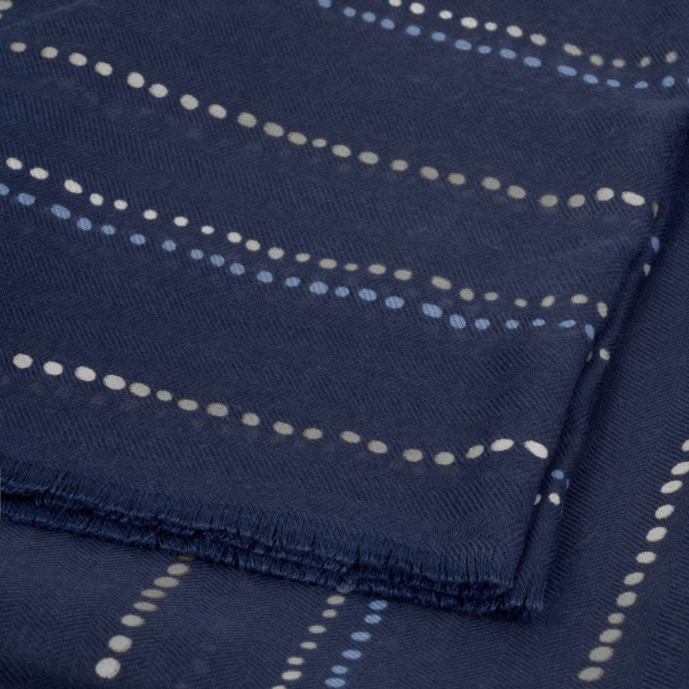 Katie Loxton | Dotted Stripe Print Navy, Blue & Silver Foil Scarf