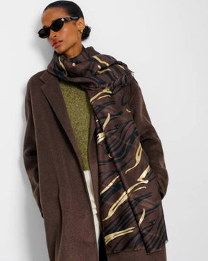 Katie Loxton | Zebra Print, Chocolate, Black & Gold Foil Scarf