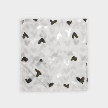 Katie Loxton | Abstract Heart Print Grey & Silver Foil Scarf