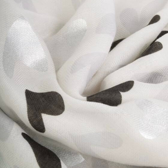 Katie Loxton | Abstract Heart Print Grey & Silver Foil Scarf