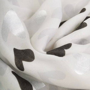 Katie Loxton | Abstract Heart Print Grey & Silver Foil Scarf