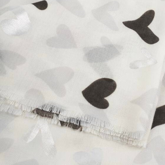 Katie Loxton | Abstract Heart Print Grey & Silver Foil Scarf