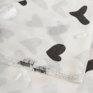 Katie Loxton | Abstract Heart Print Grey & Silver Foil Scarf