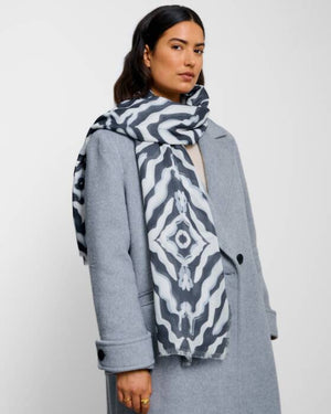 ChloBo | Kaleidoscope Print White & Navy Scarf
