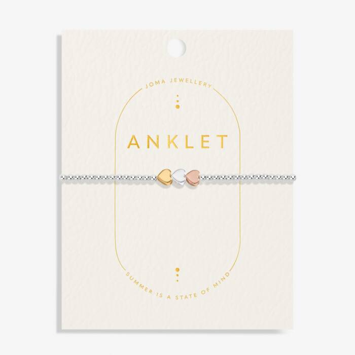 Joma Jewellery | Three Tone Heart Anklet