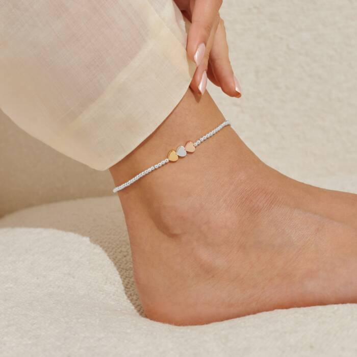Joma Jewellery | Three Tone Heart Anklet