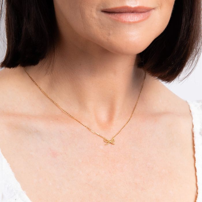 9ct Yellow Gold Bow Necklace