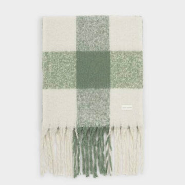 Katie Loxton | Green & White Checked Tassel Scarf