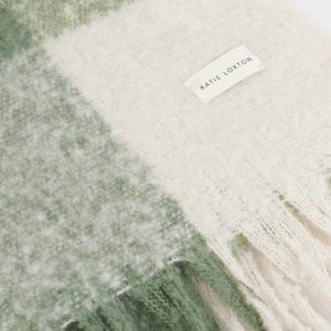 Katie Loxton | Green & White Checked Tassel Scarf