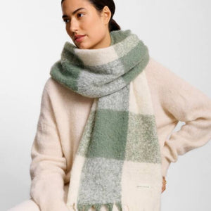 Katie Loxton | Green & White Checked Tassel Scarf
