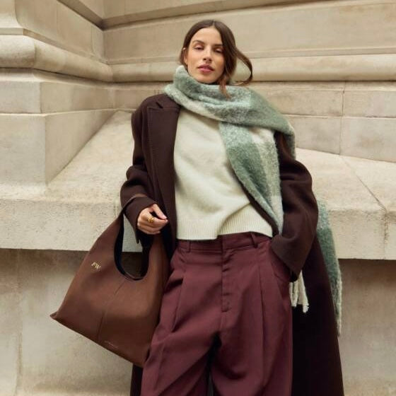 Katie Loxton | Green & White Checked Tassel Scarf