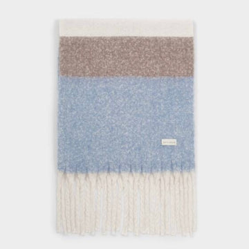 Katie Loxton | Blue, Mink & White Checked Tassel Scarf