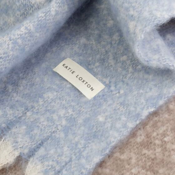 Katie Loxton | Blue, Mink & White Checked Tassel Scarf