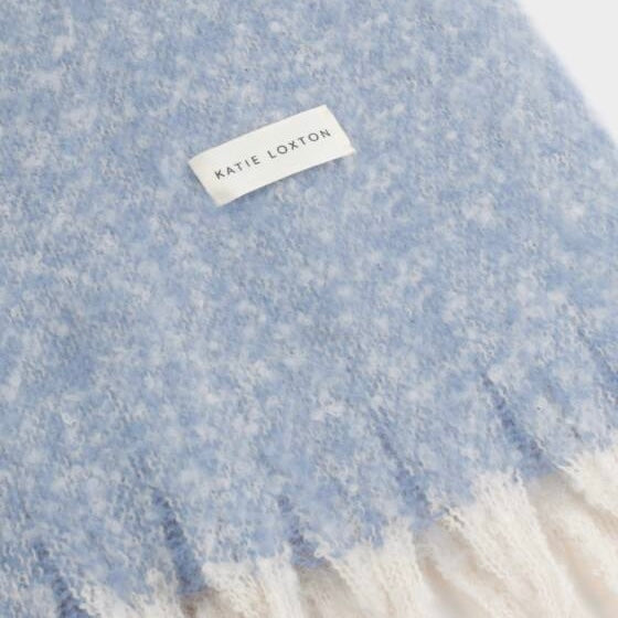 Katie Loxton | Blue, Mink & White Checked Tassel Scarf