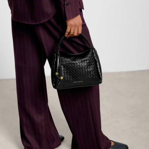 Katie Loxton | Nova Top Handle Black Woven Bag