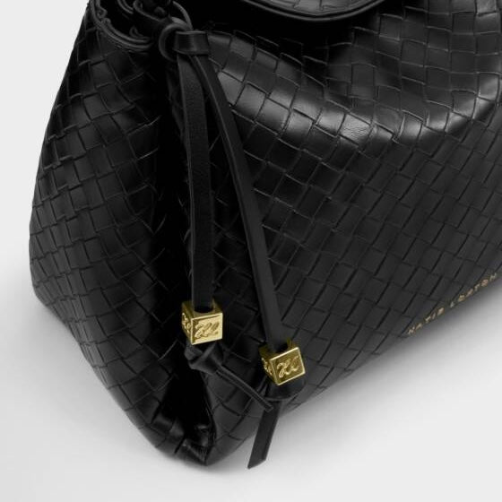 Katie Loxton | Nova Top Handle Black Woven Bag