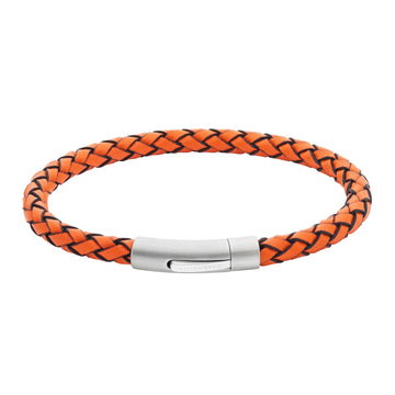 Unique & Co | Orange Leather Bracelet With Steel Clasp