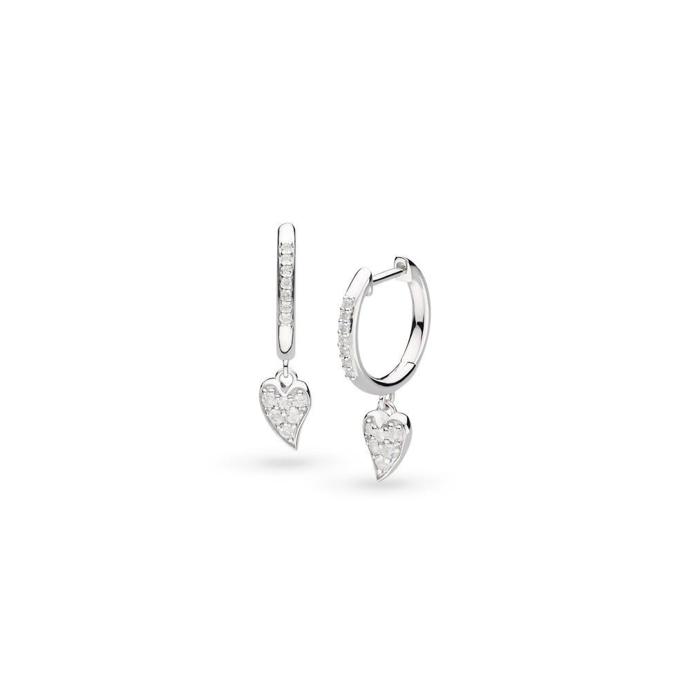 Kit Heath | Sterling Silver Desire Cherish Pavé Heart Hinged Hoop Drop Earrings