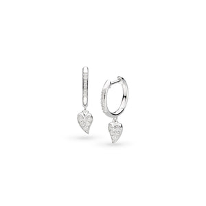 Kit Heath | Sterling Silver Desire Cherish Pavé Heart Hinged Hoop Drop Earrings