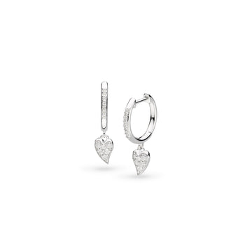 Kit Heath | Sterling Silver Desire Cherish Pavé Heart Hinged Hoop Drop Earrings