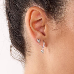Kit Heath | Sterling Silver Desire Cherish Pavé Heart Hinged Hoop Drop Earrings