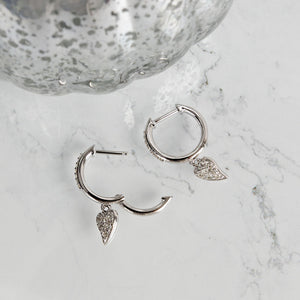 Kit Heath | Sterling Silver Desire Cherish Pavé Heart Hinged Hoop Drop Earrings