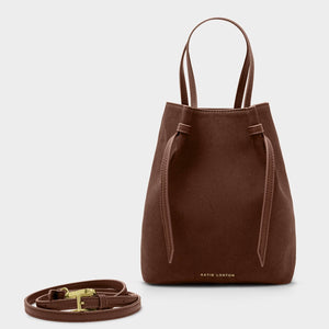 Katie Loxton | Celina Faux Suede Bucket Bag | Dark Chocolate