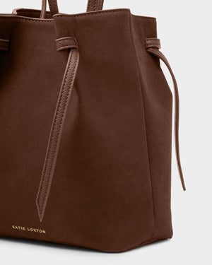 Katie Loxton | Celina Faux Suede Bucket Bag | Dark Chocolate