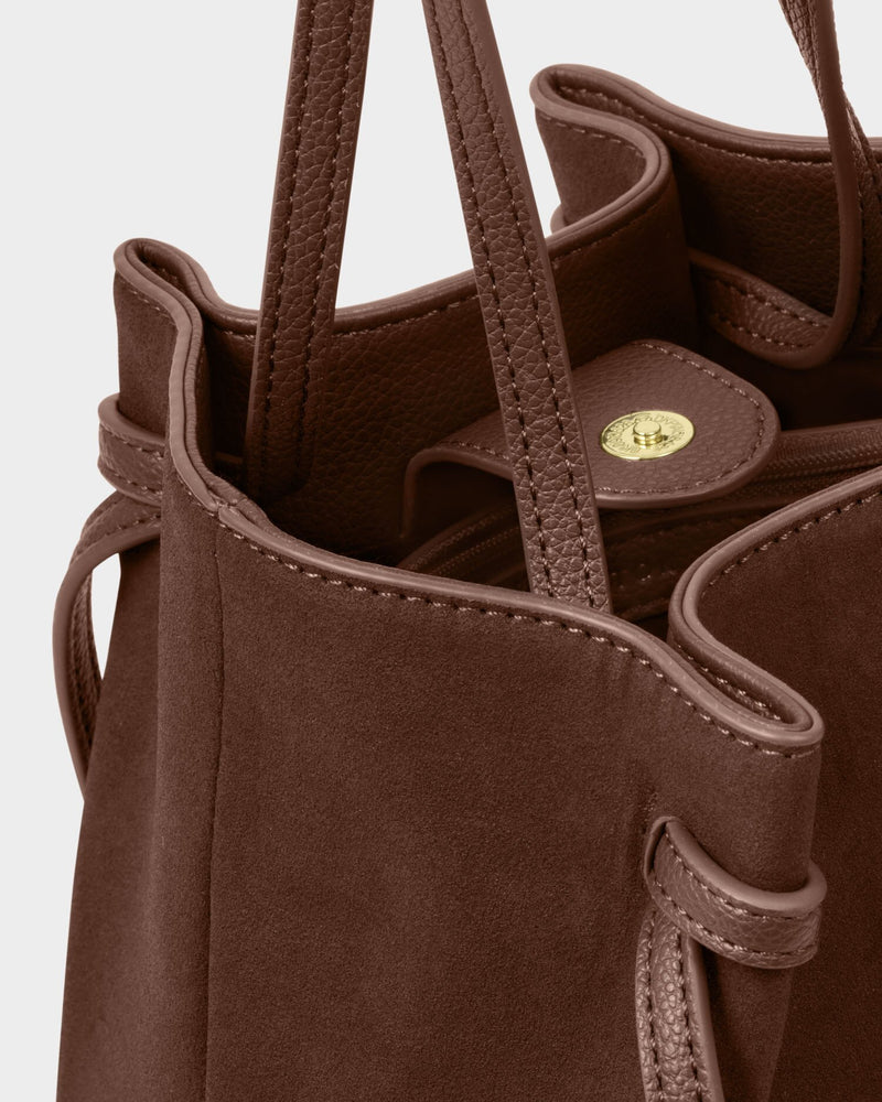 Katie Loxton | Celina Faux Suede Bucket Bag | Dark Chocolate