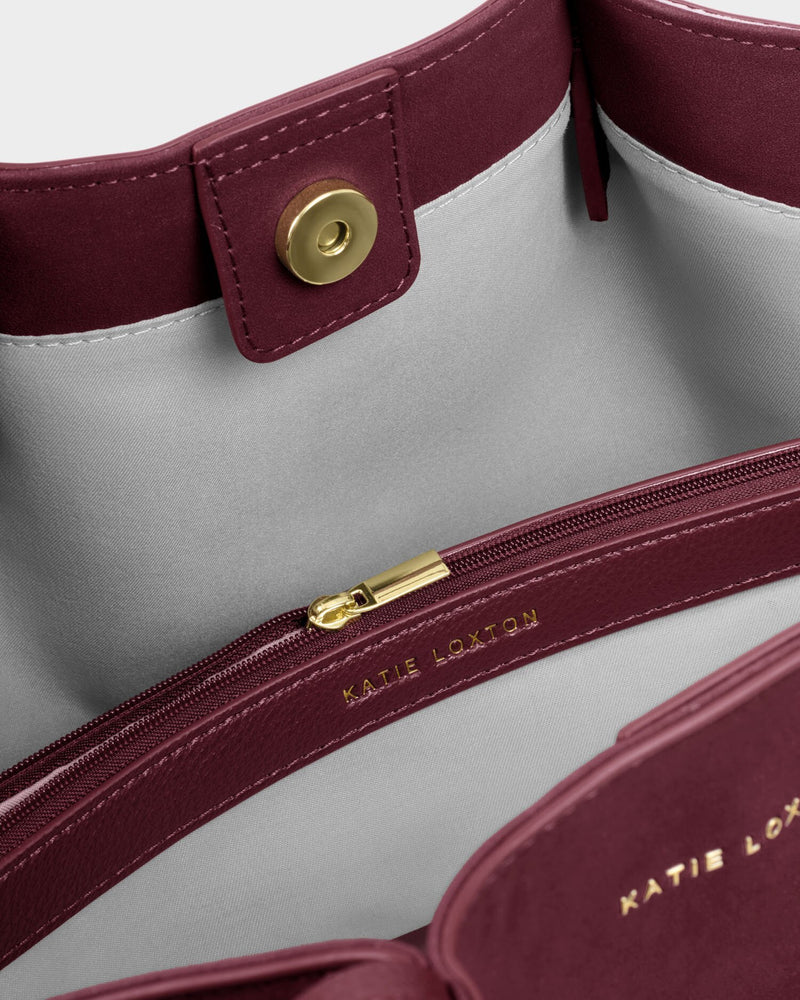 Katie Loxton | Celina Small Faux Suede Tote Bag | Cherry