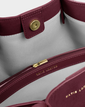 Katie Loxton | Celina Small Faux Suede Tote Bag | Cherry