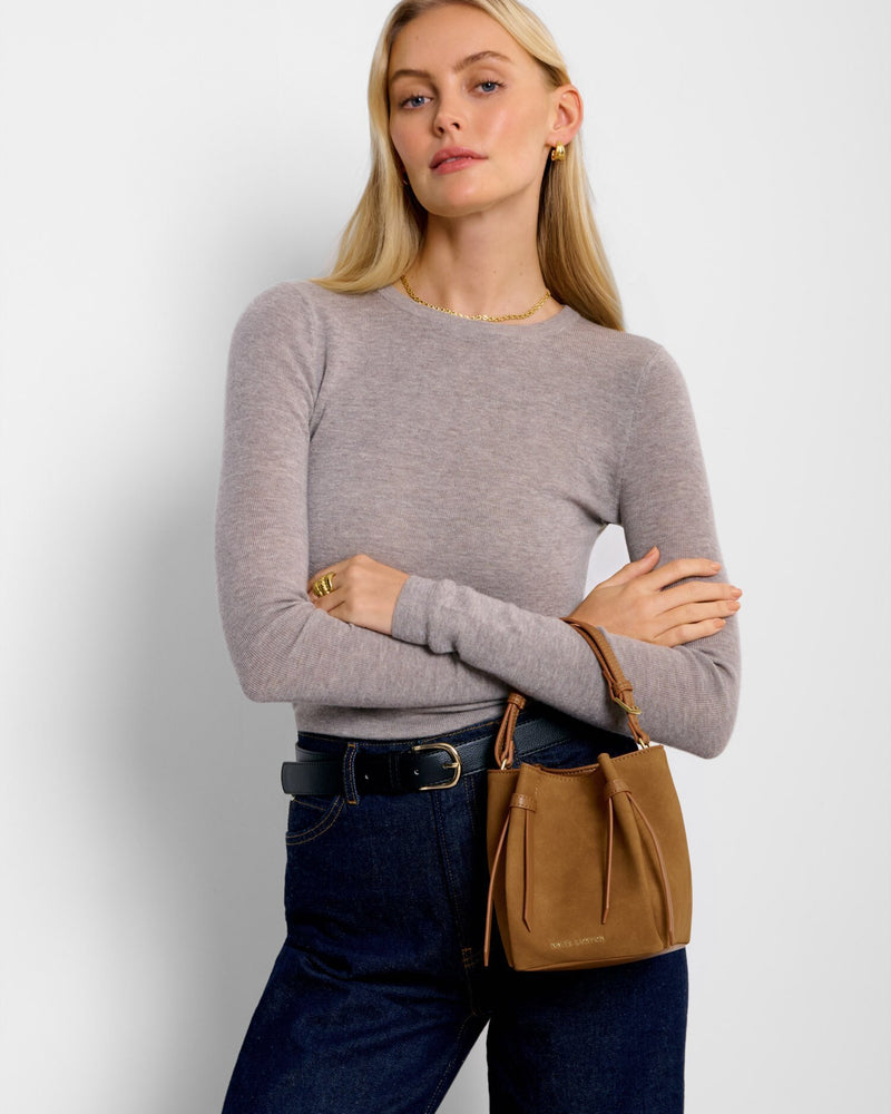 Katie Loxton | Celina Mini Suedette Bucket Bag | Caramel