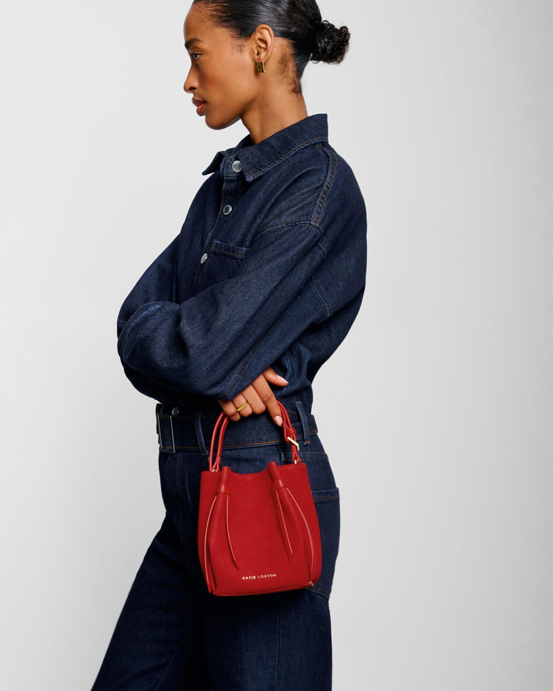 Katie Loxton | Celina Mini Suedette Bucket Bag | Red