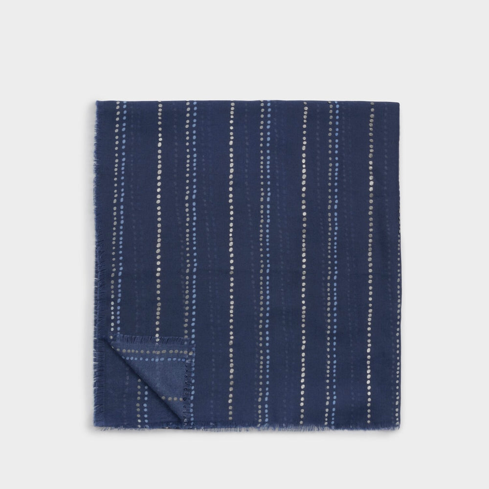 Katie Loxton | Dotted Stripe Print Navy, Blue & Silver Foil Scarf