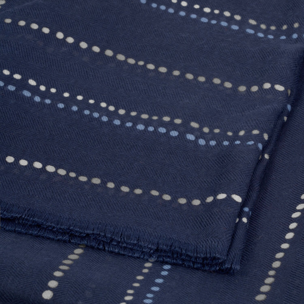 Katie Loxton | Dotted Stripe Print Navy, Blue & Silver Foil Scarf