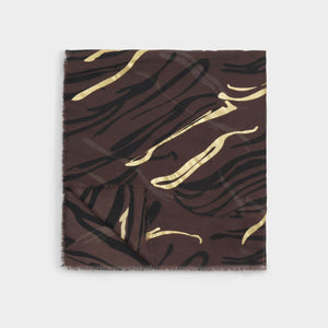 Katie Loxton | Zebra Print Chocolate, Black & Gold Foil Scarf
