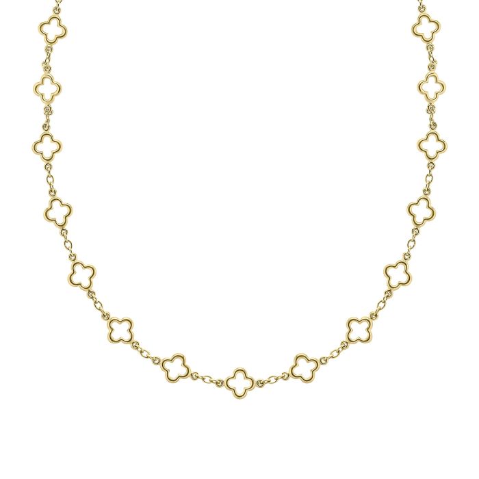 9ct Yellow Gold Quatrefoil Station Clover Necklace
