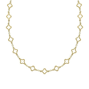 9ct Yellow Gold Quatrefoil Station Clover Necklace