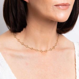 9ct Yellow Gold Quatrefoil Station Clover Necklace