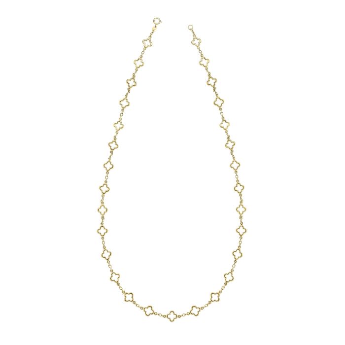 9ct Yellow Gold Quatrefoil Station Clover Necklace