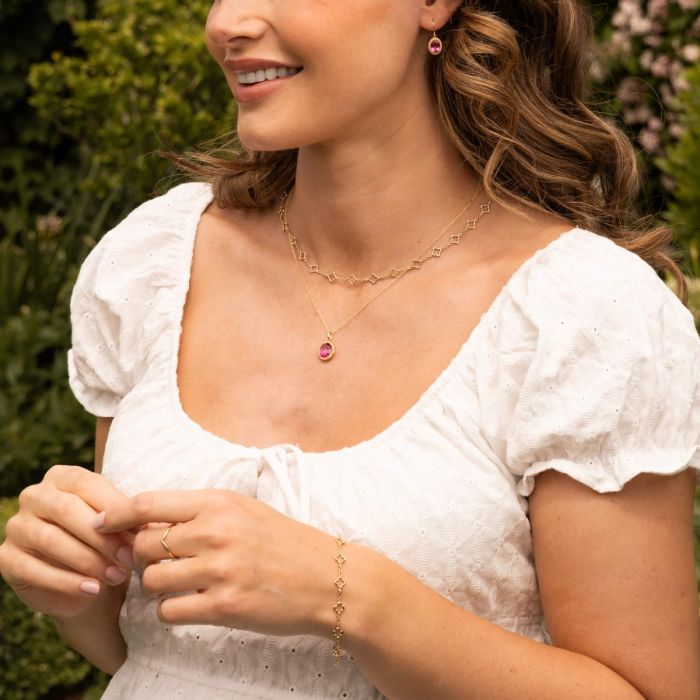 9ct Yellow Gold Quatrefoil Station Clover Necklace