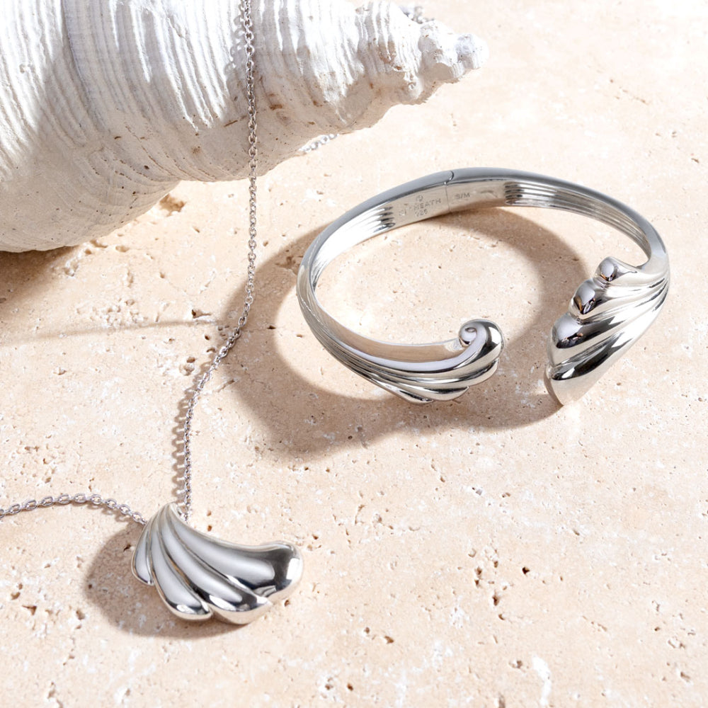 Kit Heath | Sterling Silver Ocean Inspired Grande Hinged Bangle