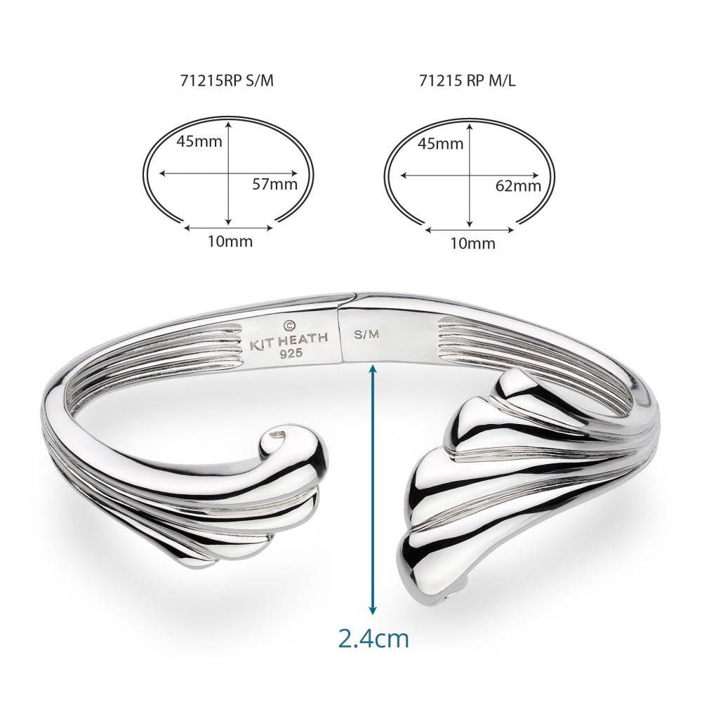 Kit Heath | Sterling Silver Ocean Inspired Grande Hinged Bangle
