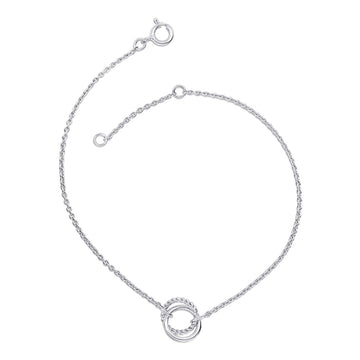 Sterling Silver Double Open Circle Linking Rope Twist Bracelet